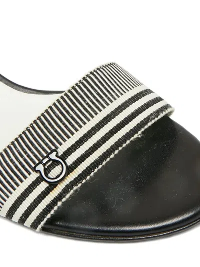 Pre-owned Ferragamo Gancini Canvas Sandals In Black