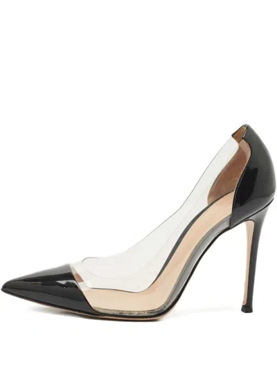 Pre-owned Gianvito Rossi Plexi Pointed-toe Leather Pumps In Black