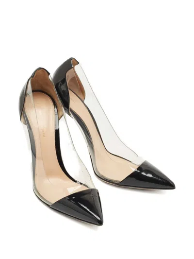Pre-owned Gianvito Rossi Plexi Pointed-toe Leather Pumps In Black