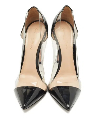 Pre-owned Gianvito Rossi Plexi Pointed-toe Leather Pumps In Black