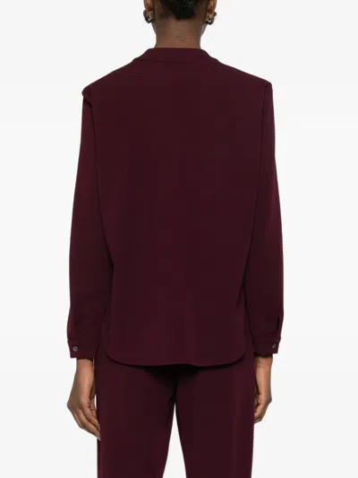 Blanca Vita V-neck Blouse In Burgundy