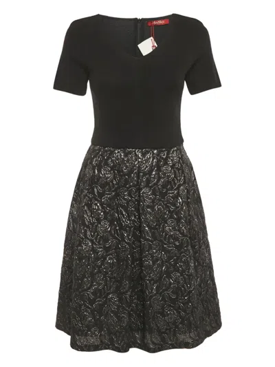 Pre-owned Max Mara Jacquard Structured Dress In Black