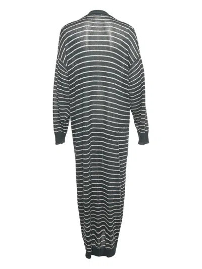 Pre-owned Brunello Cucinelli Vintage Striped Sequinned Cardigan In Gray