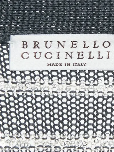 Pre-owned Brunello Cucinelli Vintage Striped Sequinned Cardigan In Gray