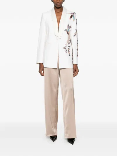 Costarellos Beaded-embellishments Bird-motif Blazer In White