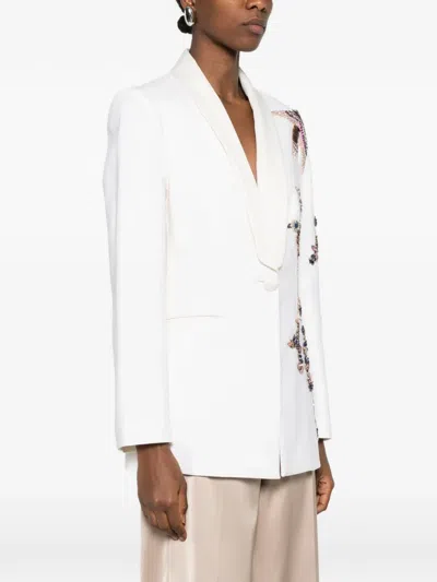 Costarellos Beaded-embellishments Bird-motif Blazer In White