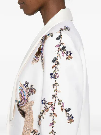 Costarellos Beaded-embellishments Bird-motif Blazer In White