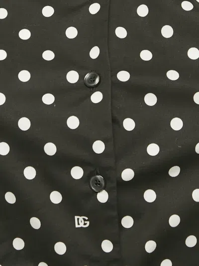 Pre-owned Dolce & Gabbana Polka-dot Tie Shirt In Black