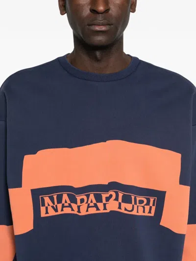 Napapijri Logo Striped Sweatshirt In Blue