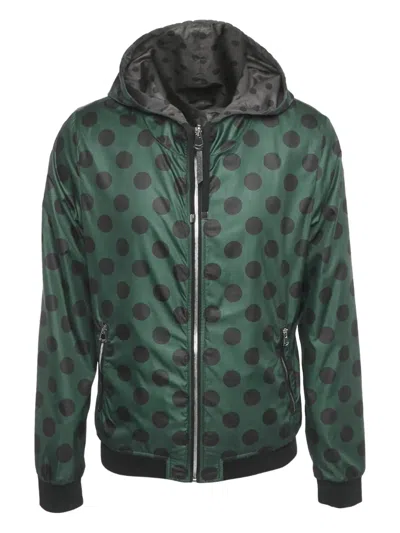 Pre-owned Dolce & Gabbana Polka Dot Reversible Jacket In Green