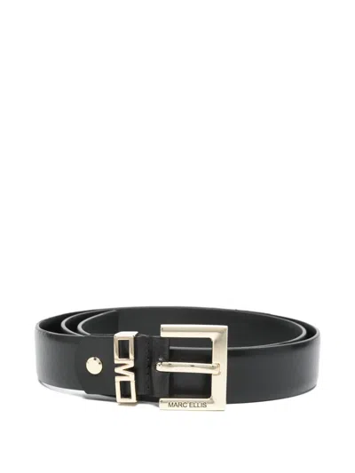 Marc Ellis Logo Leather Belt In Black
