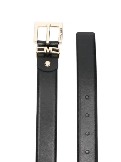 Marc Ellis Logo Leather Belt In Black