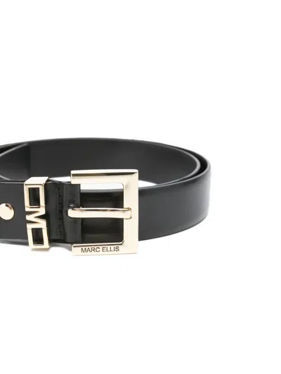 Marc Ellis Logo Leather Belt In Black