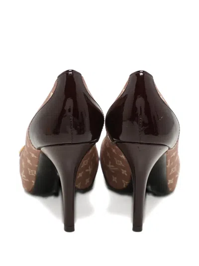 Pre-owned Louis Vuitton Monogram Peep-toe Pumps In Brown