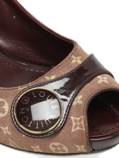 Pre-owned Louis Vuitton Monogram Peep-toe Pumps In Brown