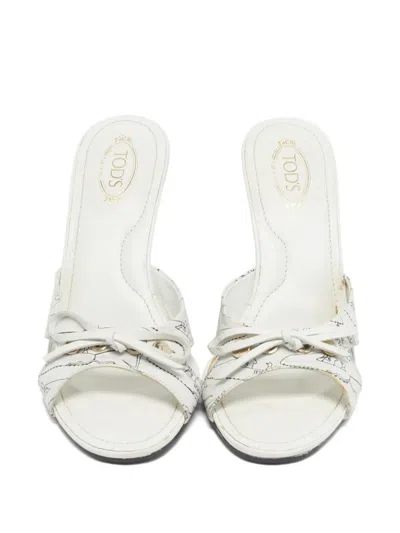 Pre-owned Tod's Bow-detail Wedge Sandals In White