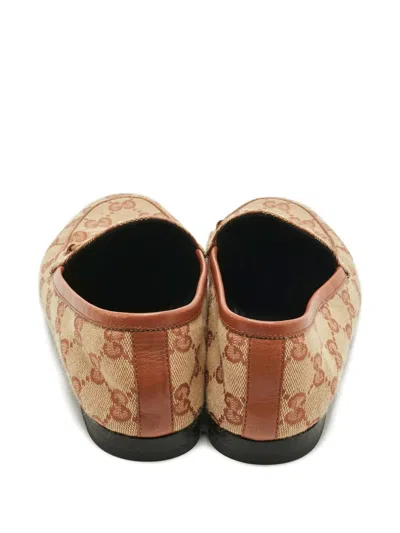 Pre-owned Gucci Jordaan Gg Canvas Horsebit Loafers In Neutral