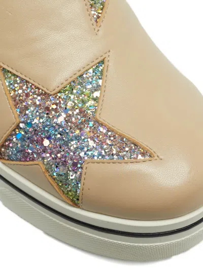 Pre-owned Stella Mccartney Binx Star Platform Slip On Sneakers In Neutral