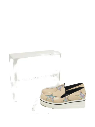 Pre-owned Stella Mccartney Binx Star Platform Slip On Sneakers In Neutral