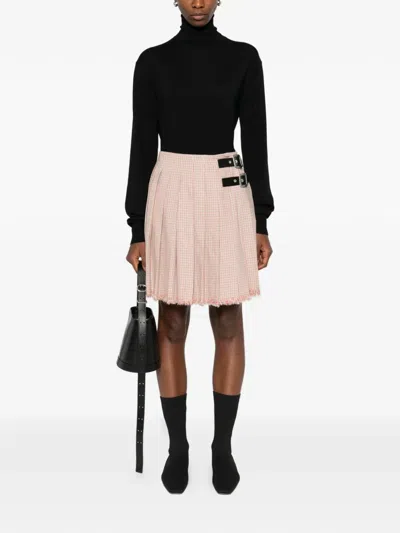 Jil Sander Pleated Buckle Mini Skirt In Pink