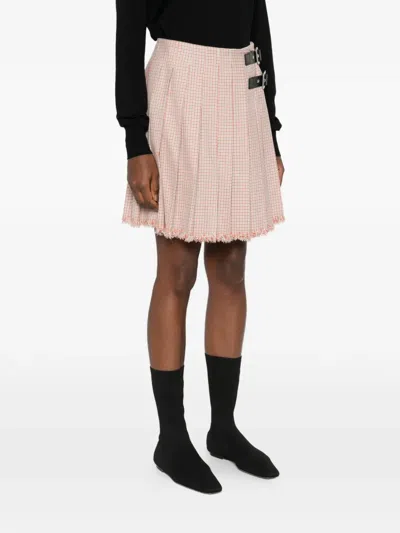 Jil Sander Pleated Buckle Mini Skirt In Pink