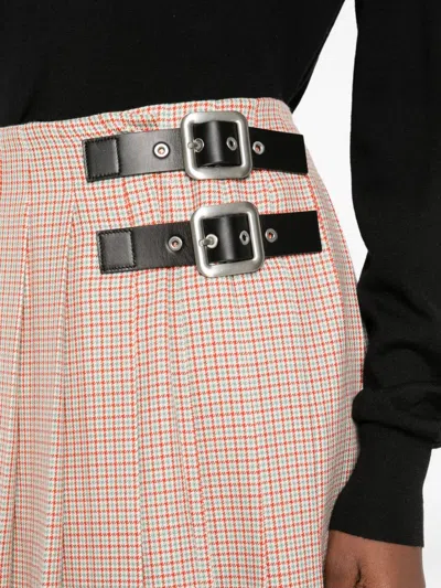 Jil Sander Pleated Buckle Mini Skirt In Pink