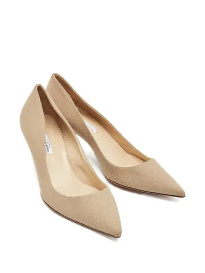 Pre-owned Oscar De La Renta Canvas Heeled Pumps In Neutral