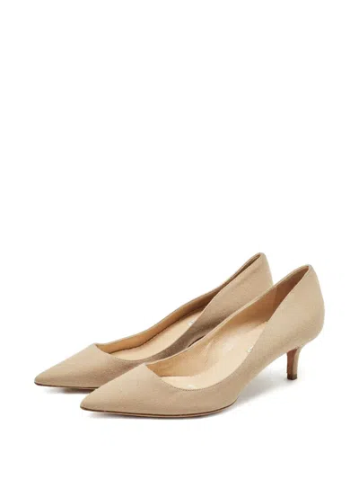 Pre-owned Oscar De La Renta Canvas Heeled Pumps In Neutral