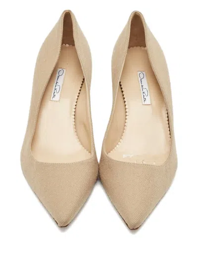 Pre-owned Oscar De La Renta Canvas Heeled Pumps In Neutral