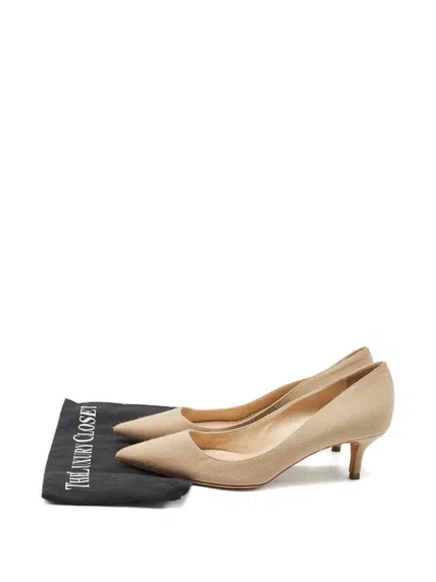 Pre-owned Oscar De La Renta Canvas Heeled Pumps In Neutral