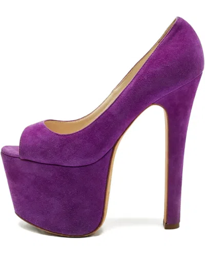 Pre-owned Brian Atwood Platform-sole Open-toe Pumps In Purple