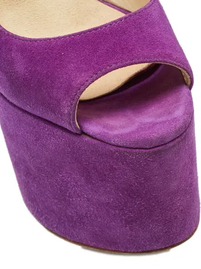 Pre-owned Brian Atwood Platform-sole Open-toe Pumps In Purple