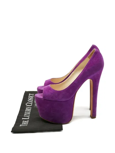 Pre-owned Brian Atwood Platform-sole Open-toe Pumps In Purple