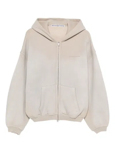 Alexander Wang Crystal-embellished Hoodie In Neutral