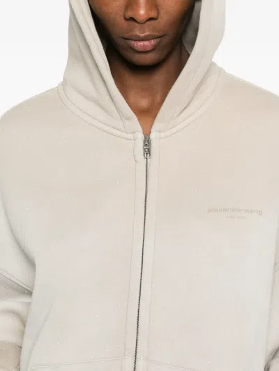 Alexander Wang Crystal-embellished Hoodie In Neutral