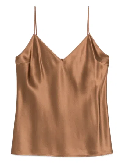 Joseph Clea V-neck Top In Brown