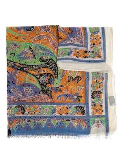 Etro Paisley Patterned Scarf In Brown