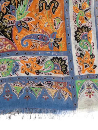 Etro Paisley Patterned Scarf In Brown