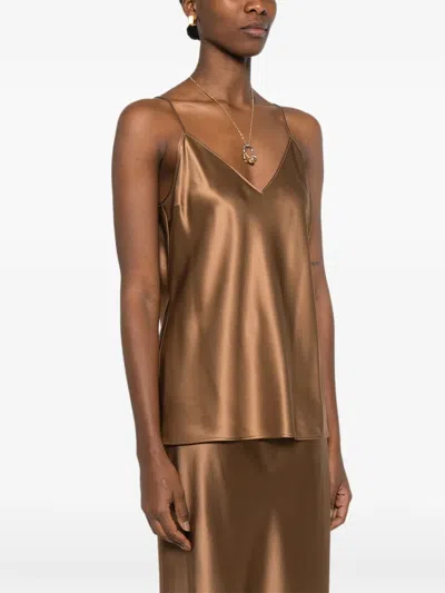 Joseph Clea V-neck Top In Brown