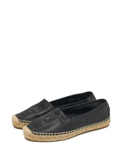 Pre-owned Saint Laurent Logo-detail Flat Espadrilles In Black