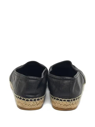 Pre-owned Saint Laurent Logo-detail Flat Espadrilles In Black