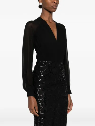 Botsi Wrap Long-sleeve Blouse In Black