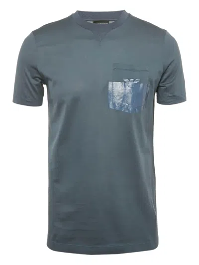 Pre-owned Emporio Armani Pocket Crew-neck T-shirt In Blue