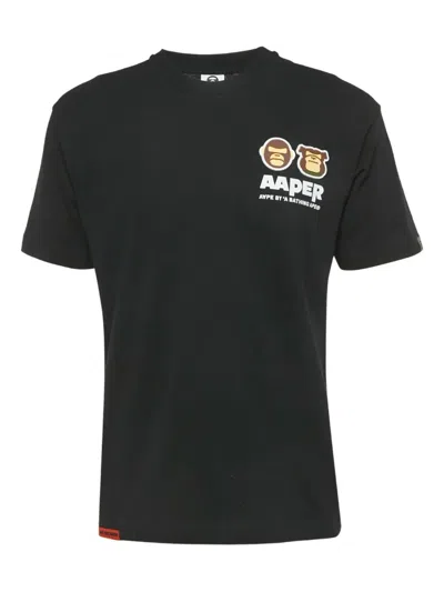 Pre-owned Aape By A Bathing Ape Logo-detail T-shirt In Black