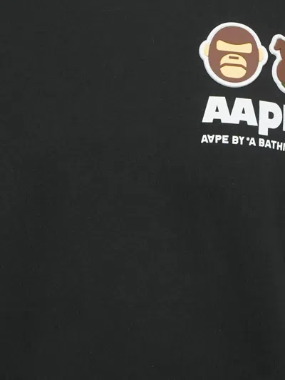 Pre-owned Aape By A Bathing Ape Logo-detail T-shirt In Black