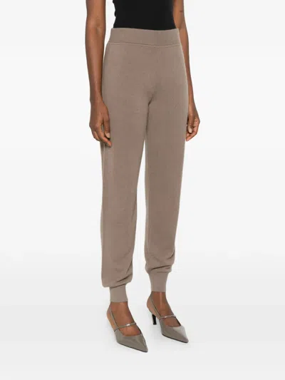 Joseph Ribbed-knit Trousers In Brown