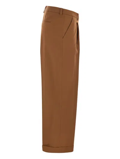 Pt Torino Turn-up Trousers In Brown