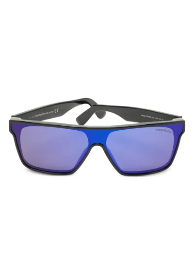 Pre-owned Tom Ford Whyat Shield Sunglasses In Black
