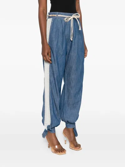 Zimmermann Lace-embellishment Drawstring-fastening Trousers In Blue