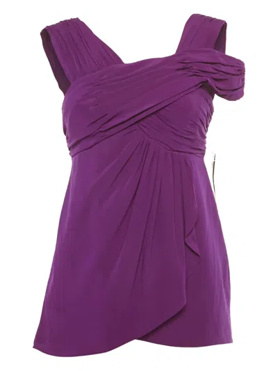 Pre-owned Nicole Miller Ruched Top In Purple